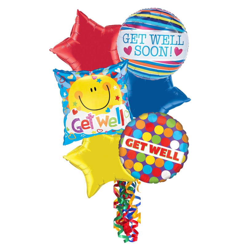 Get Well Soon Balloon Bouquet - Same Day Delivery